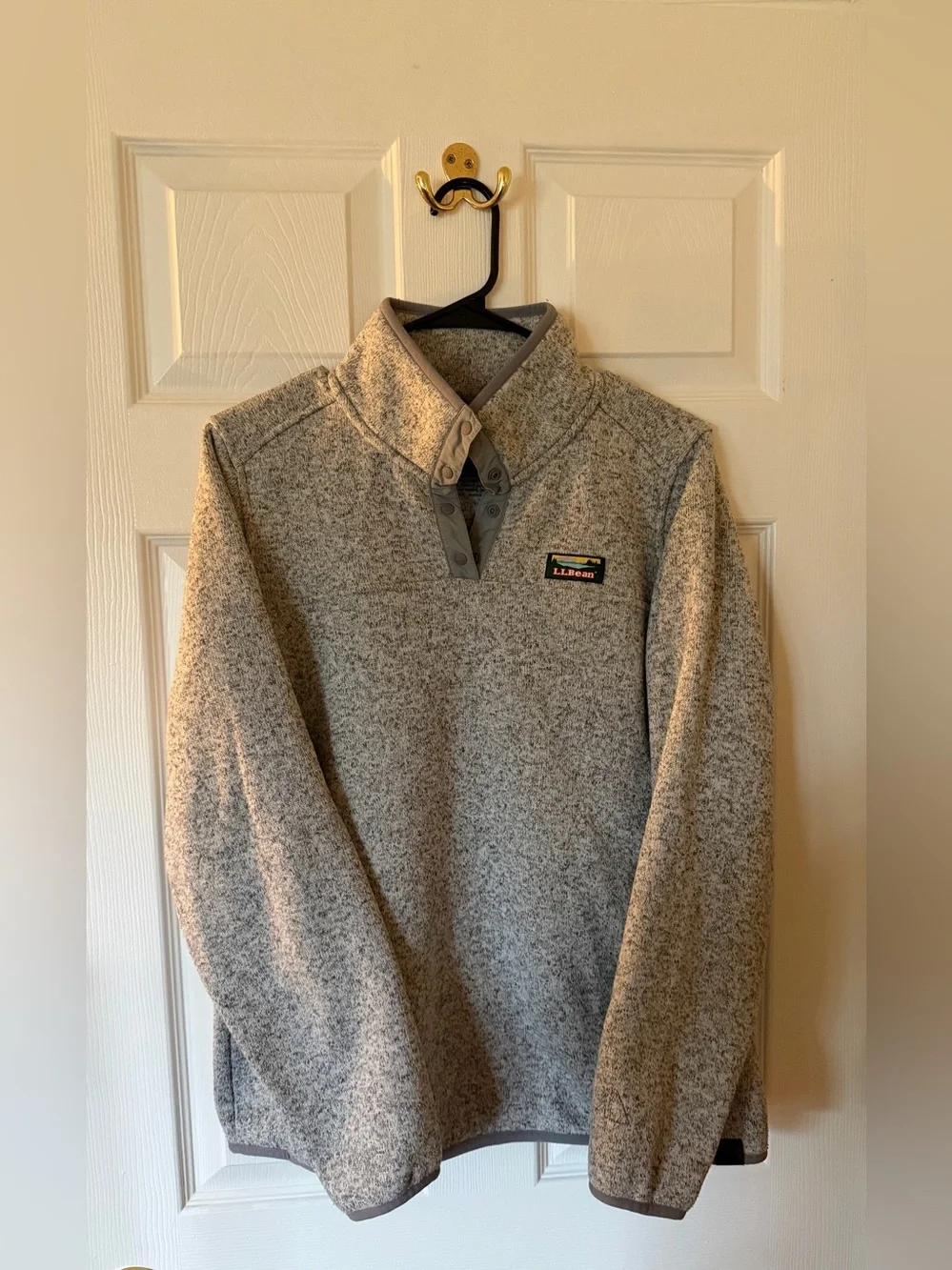 L.L. Bean Heather Gray Button-Style Fleece Pullover - Picture 1 of 4